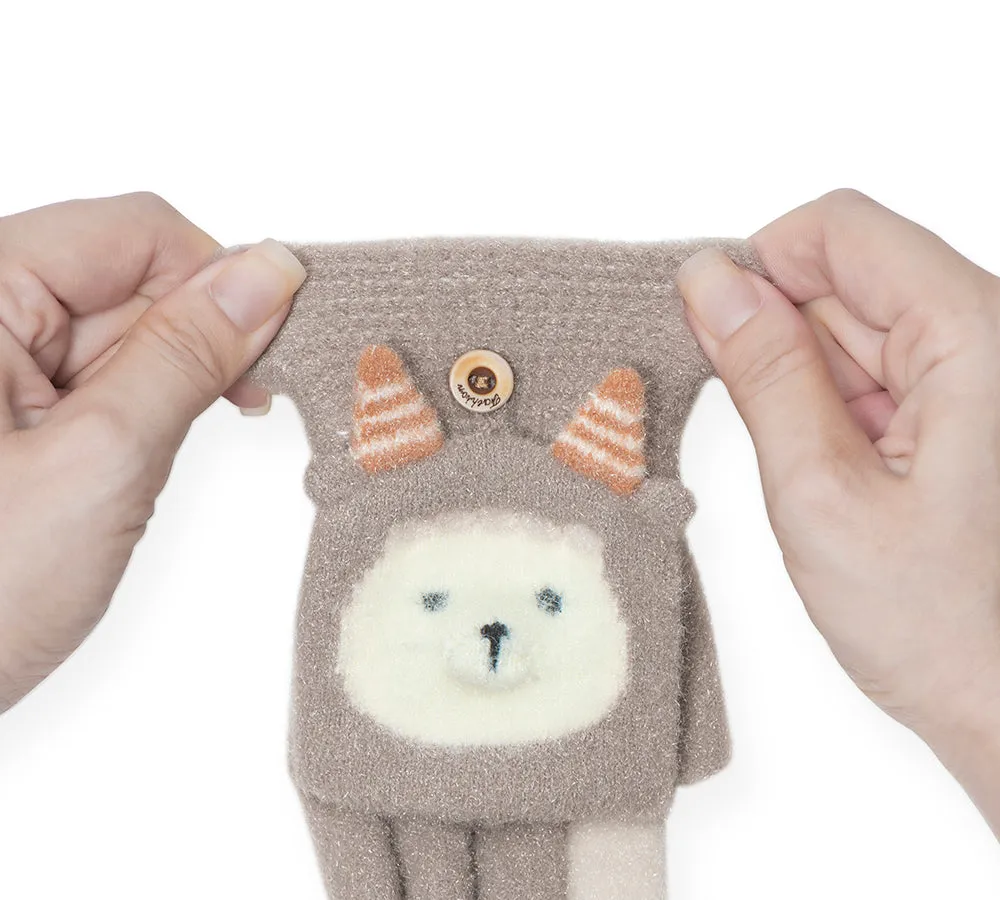 Fingerless Ultra Plush Knit Ewe Gloves