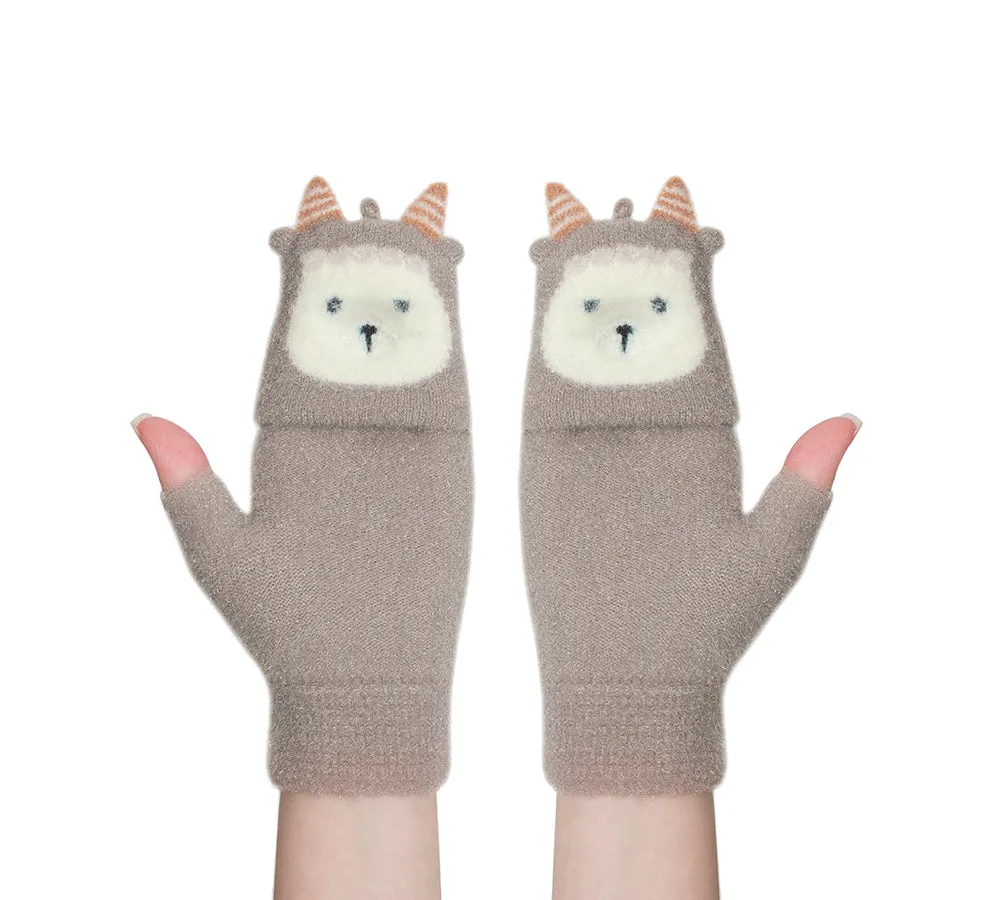 Fingerless Ultra Plush Knit Ewe Gloves