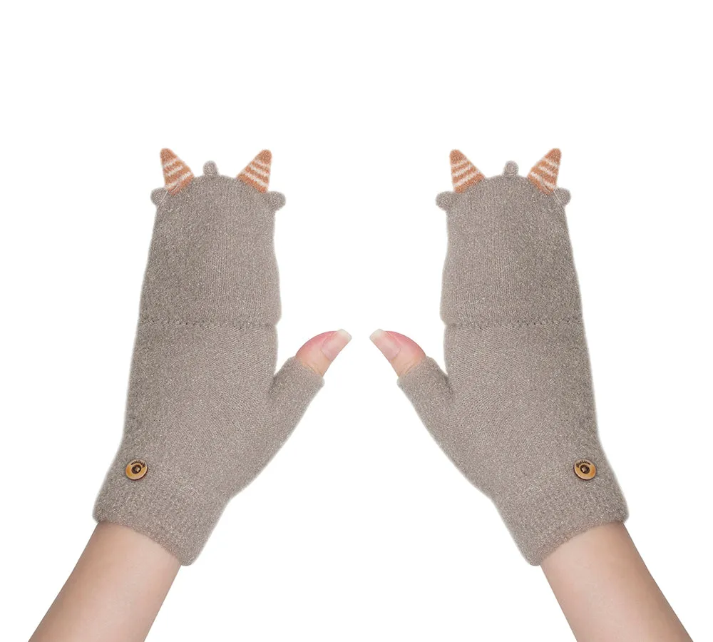 Fingerless Ultra Plush Knit Ewe Gloves