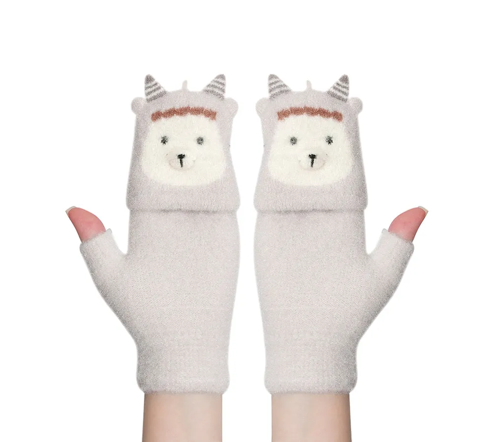 Fingerless Ultra Plush Knit Ewe Gloves