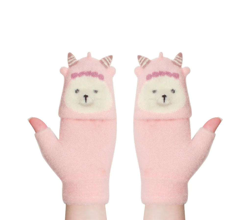 Fingerless Ultra Plush Knit Ewe Gloves