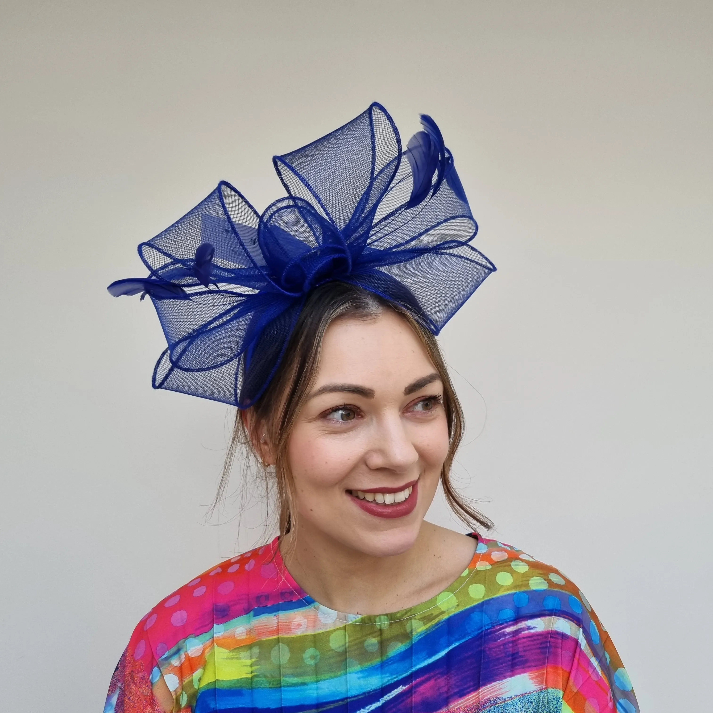 J Bees JB24/22 Crin Bow Fascinator In Blues