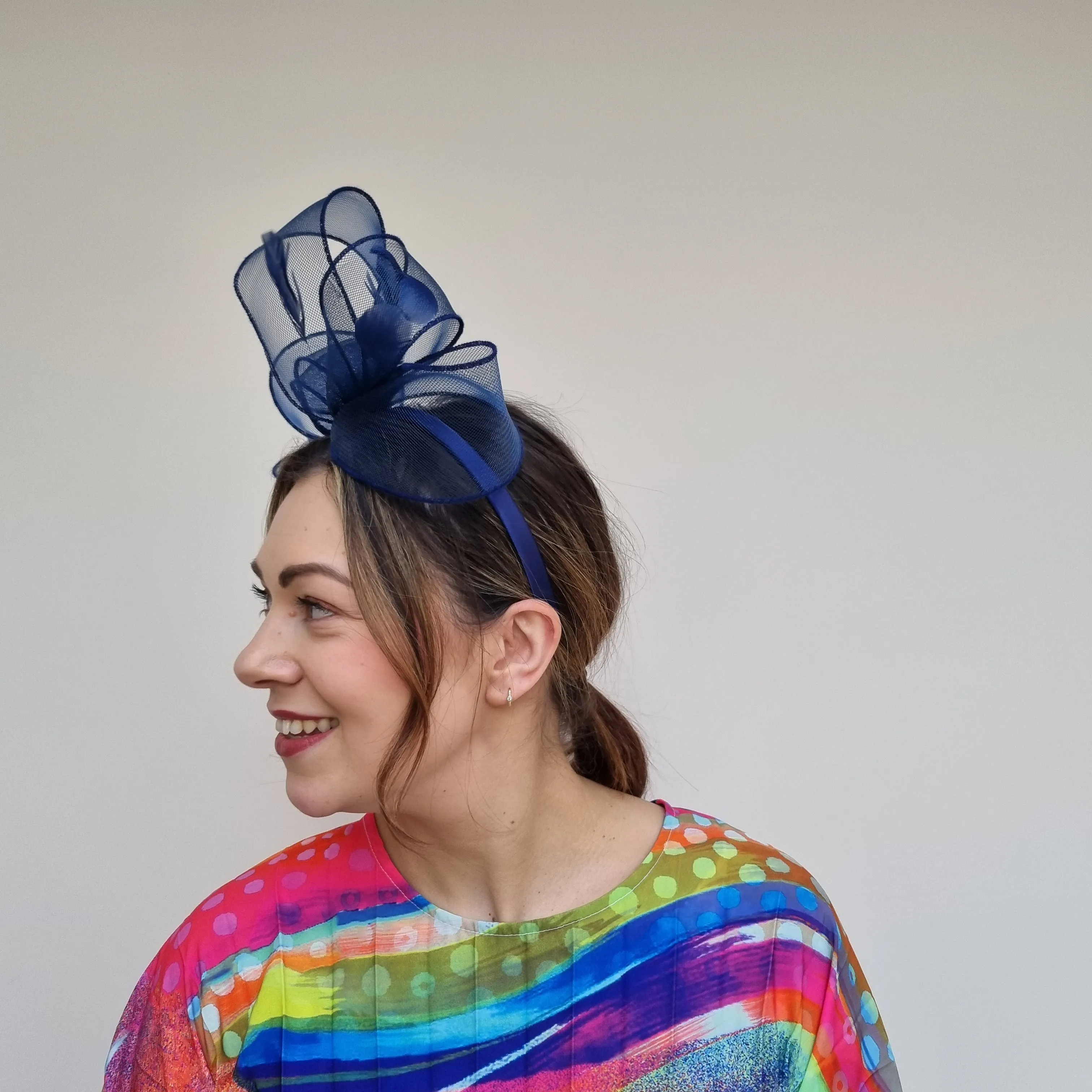 J Bees JB24/22 Crin Bow Fascinator In Blues