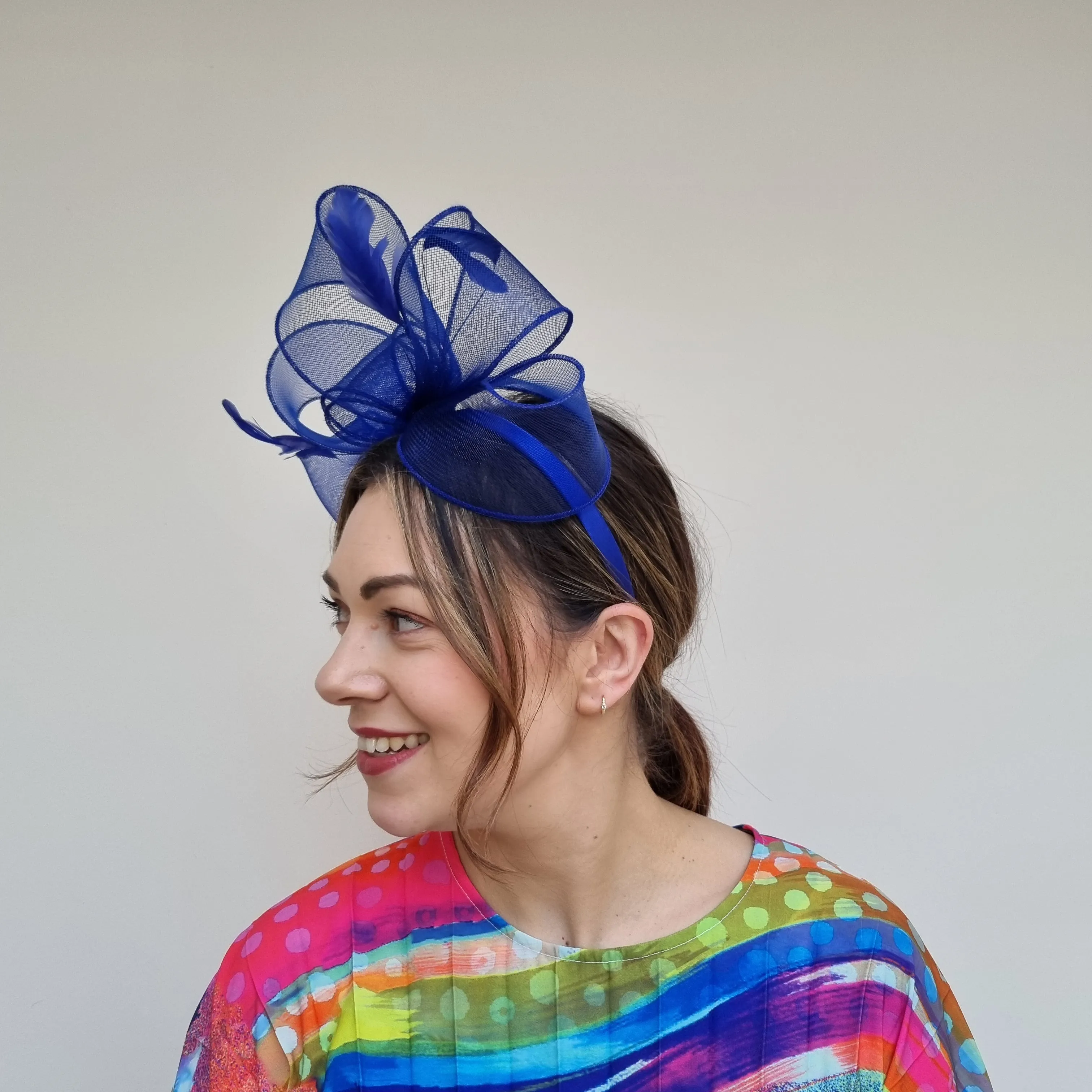 J Bees JB24/22 Crin Bow Fascinator In Blues