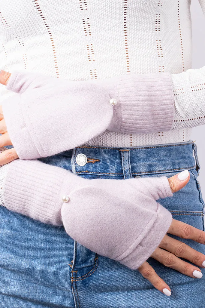 Lavender Purple - Cashmere Fingerless Flap Gloves