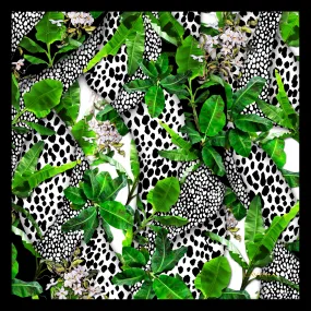 Lavinia Green leaves on black/cream print  LA520-1 70cm