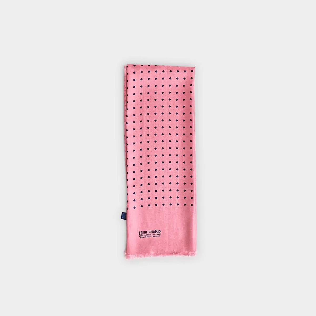 Light Pink & Navy Spot Silk Tubular Scarf