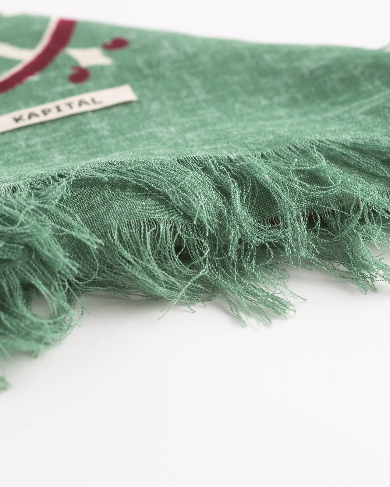 Linen Rayon Fringe Stole (HAVANANAJA) - Green