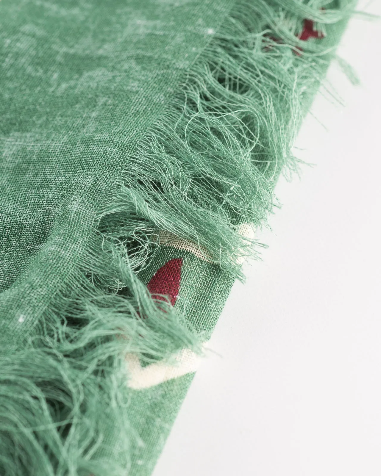 Linen Rayon Fringe Stole (HAVANANAJA) - Green