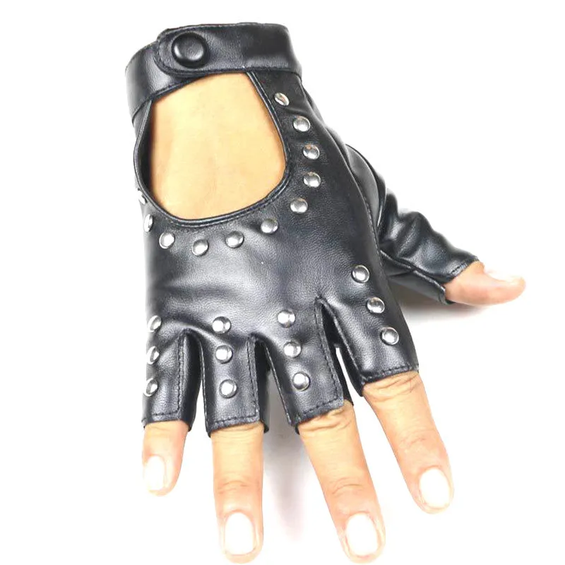 Men's Leather Fingerless Gloves