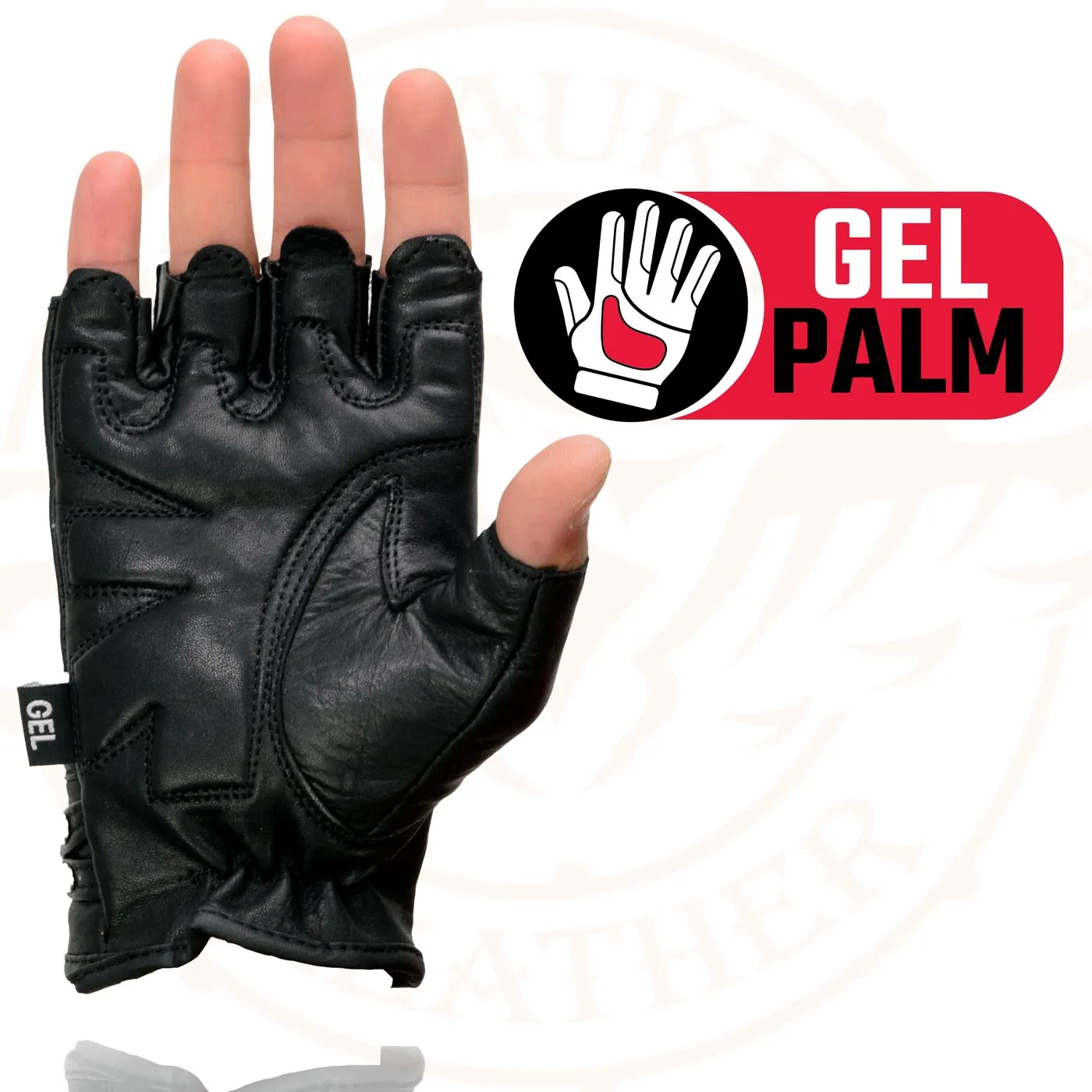 Milwaukee Leather SH461 Women's Black Leather Gel Palm Fingerless