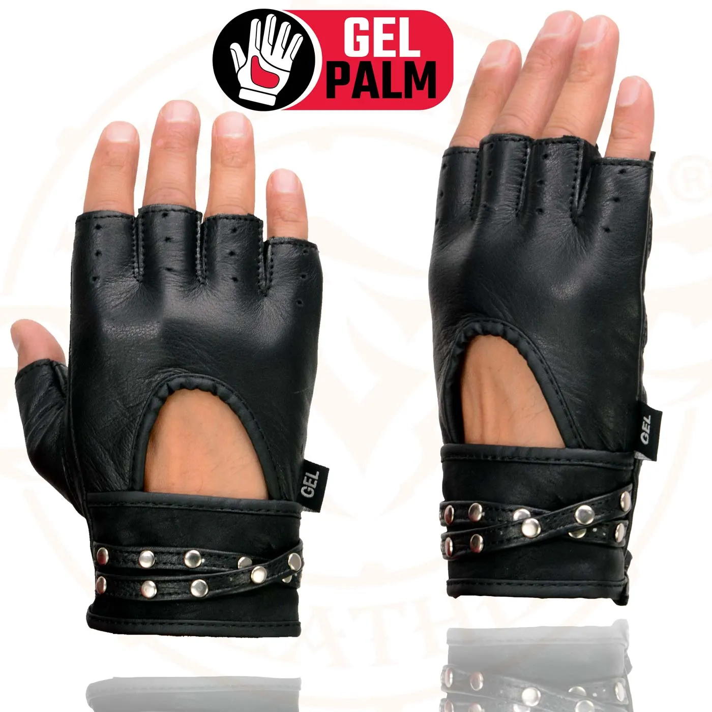 Milwaukee Leather SH461 Women's Black Leather Gel Palm Fingerless