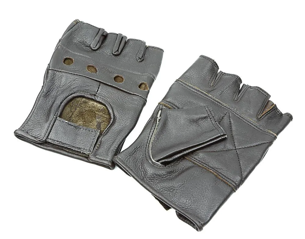 PlainGenuine Leather Fingerless Gloves Pair