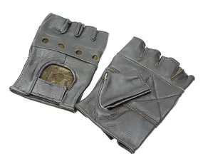 PlainGenuine Leather Fingerless Gloves Pair