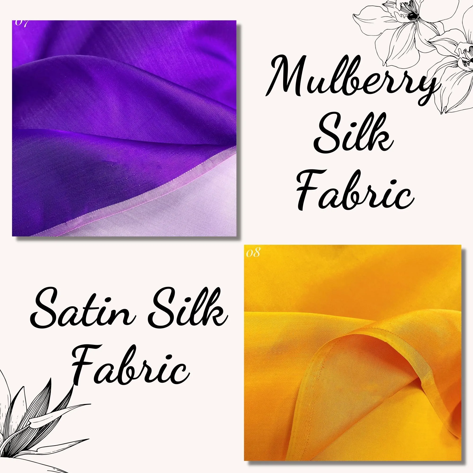 PURE MULBERRY SILK fabric by the yard – Satin silk fabric – 19mm - Handmade silk - Wedding dress - Gift for women - Personalized gift