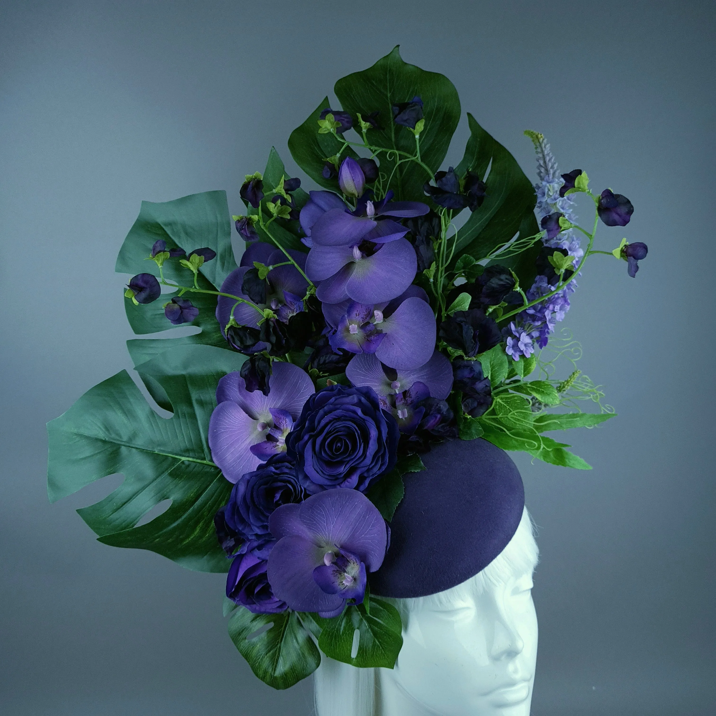 "Kesia" Purple Flower Statement Fascinator Hat