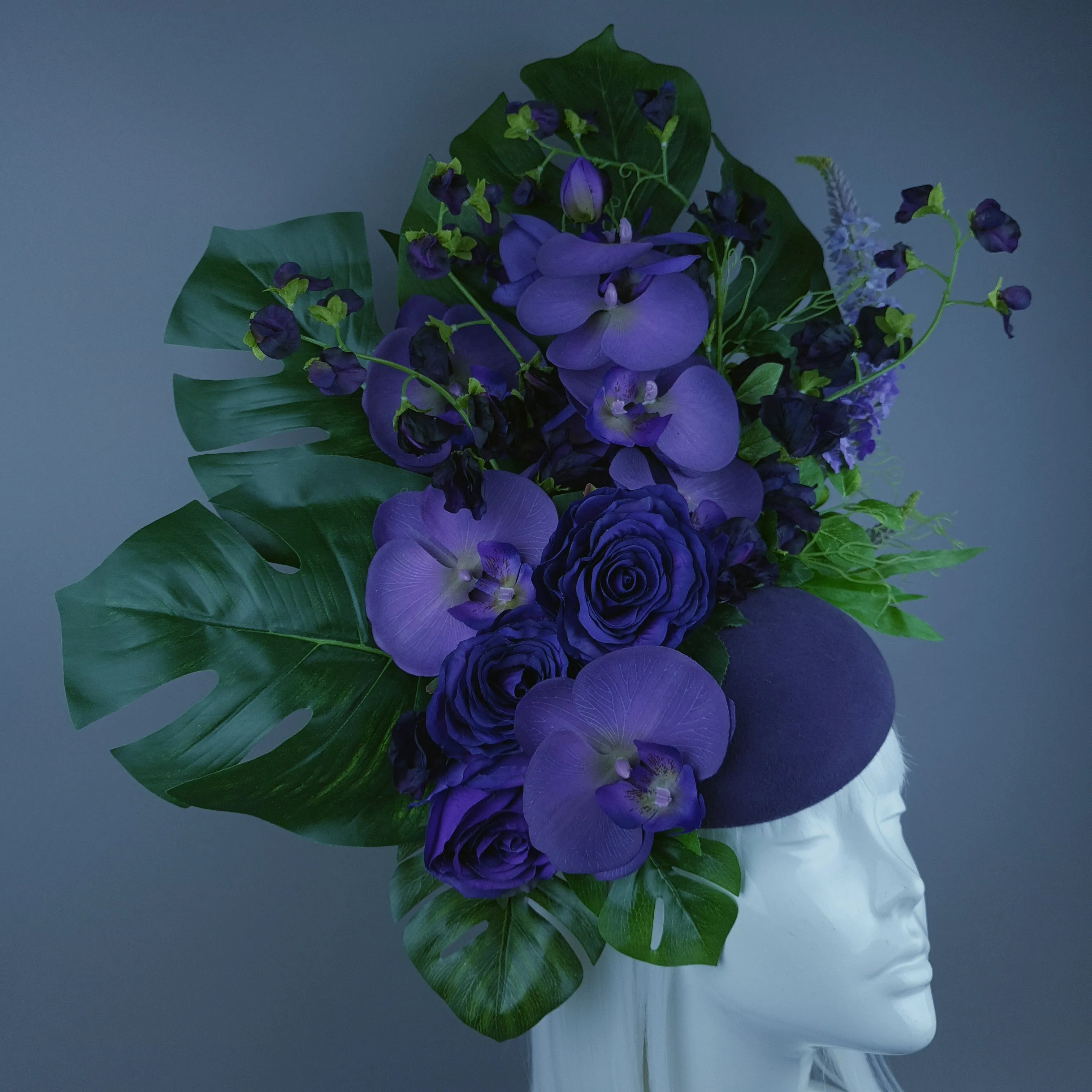 "Kesia" Purple Flower Statement Fascinator Hat