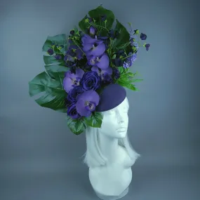 "Kesia" Purple Flower Statement Fascinator Hat