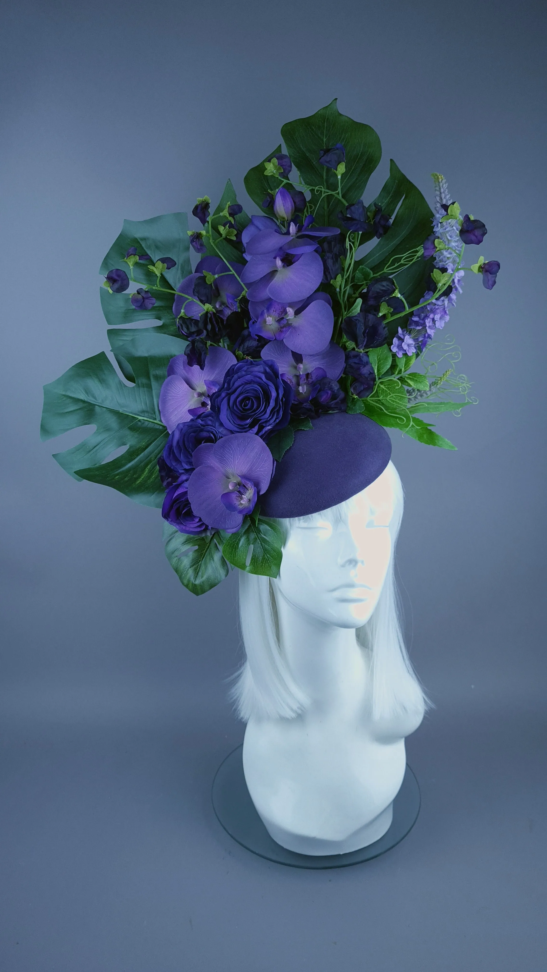 "Kesia" Purple Flower Statement Fascinator Hat