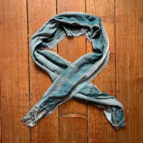 Regent - Lightweight Scarf - Boho Textured - Sky Blue/Green