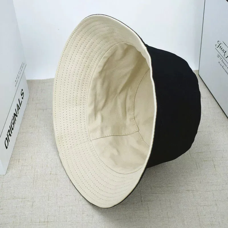 Reversible Fisherman bucket Hat Fashion Trendy Sun-Proof round Face Couple Hat