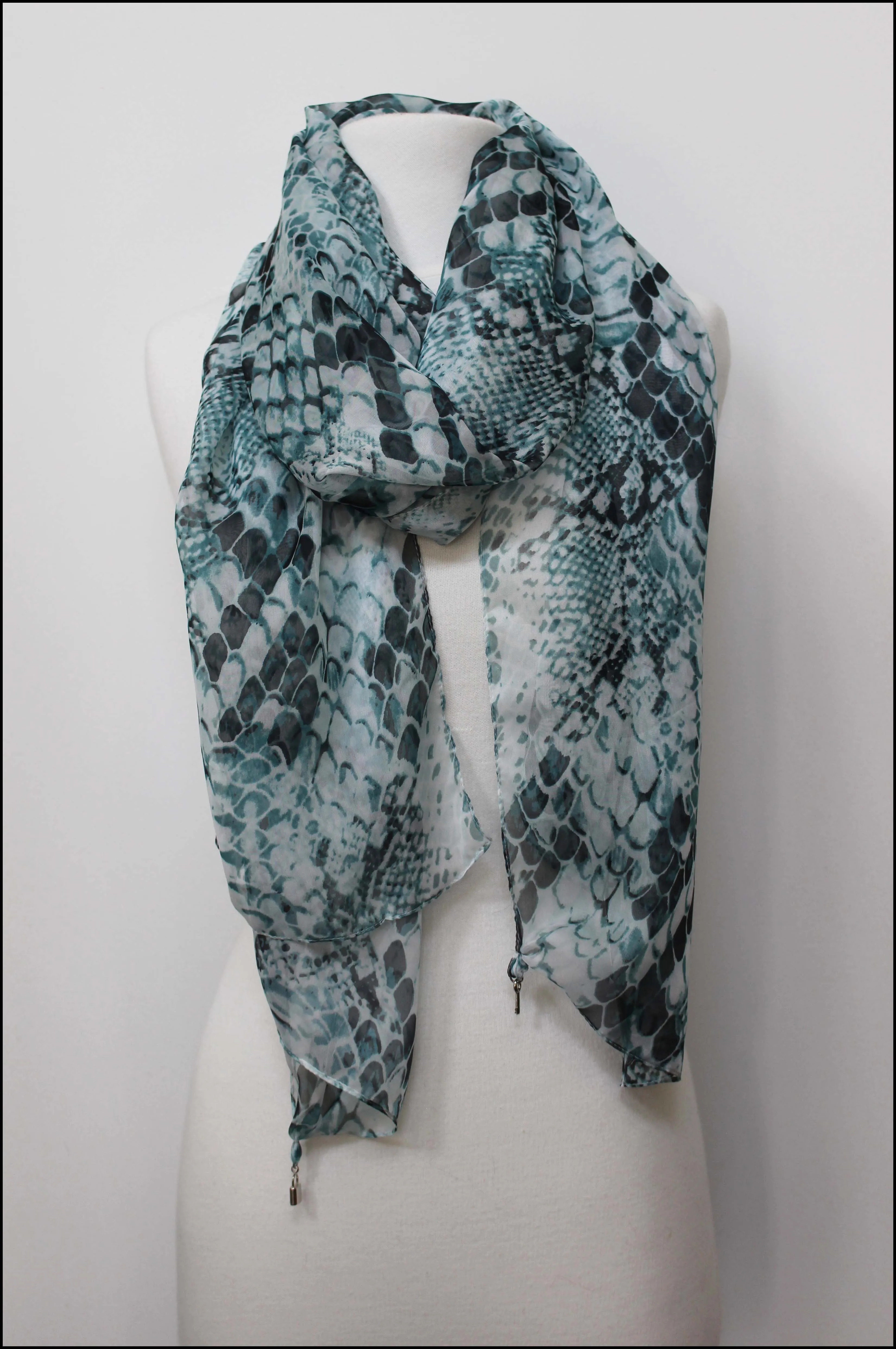 Silk Oversize Snakeskin Patterned Scarf