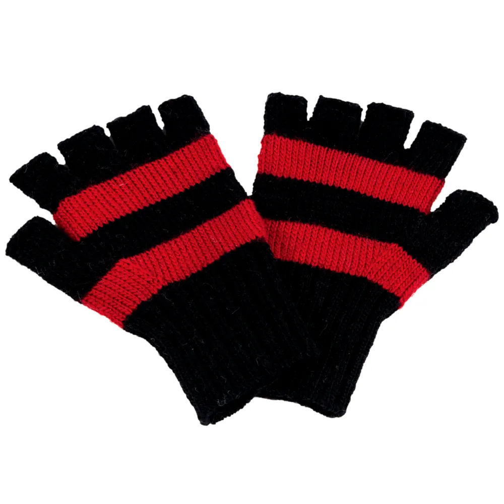 Striped and Solid Fingerless Gloves