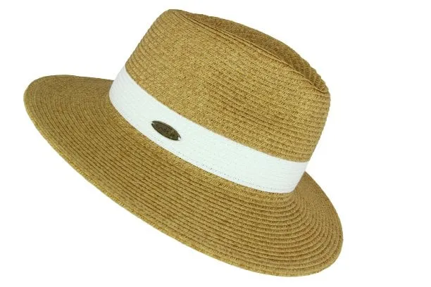 Sundaise Brittany Mid Brim Hat - Natural/White Band