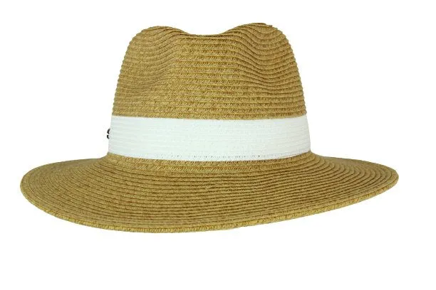 Sundaise Brittany Mid Brim Hat - Natural/White Band