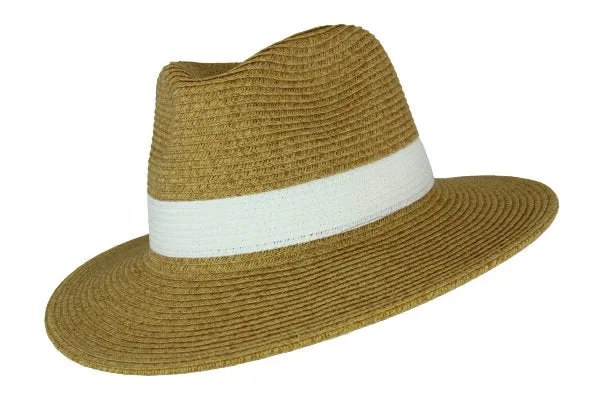 Sundaise Brittany Mid Brim Hat - Natural/White Band