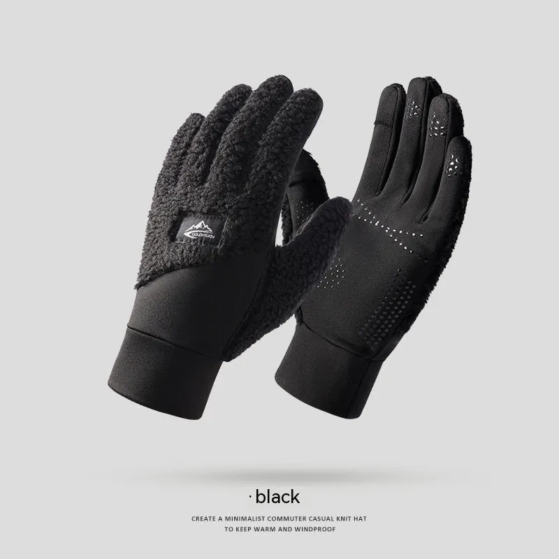 Teddy Velvet Insulated Gloves For Outdoor Use