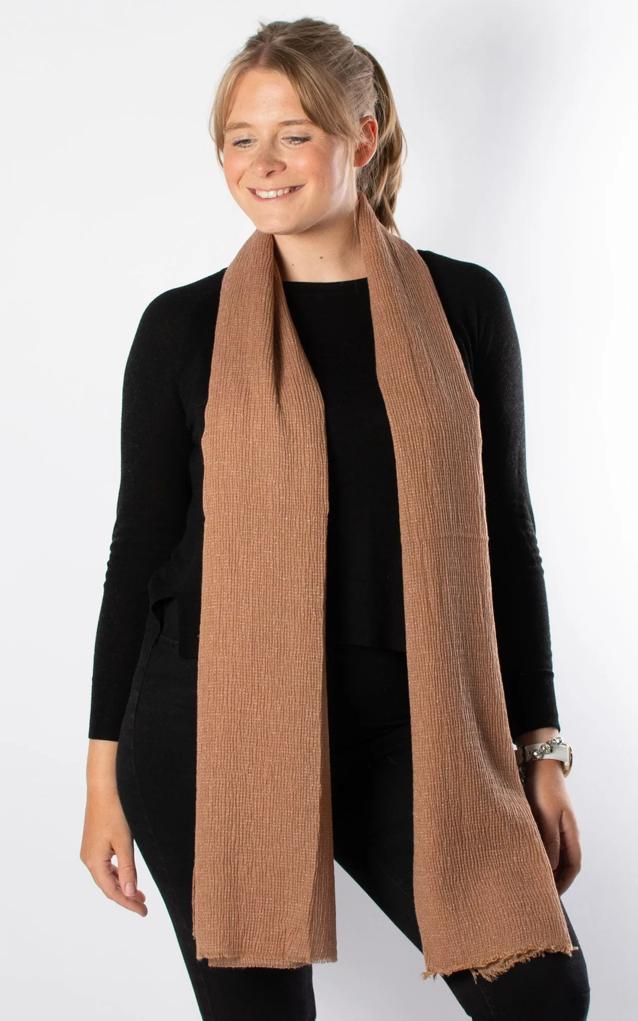 Textured Plain Scarf | Mocha