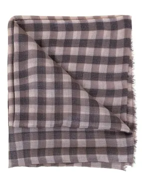 Tobacco Cashmere Lurex Check Scarf