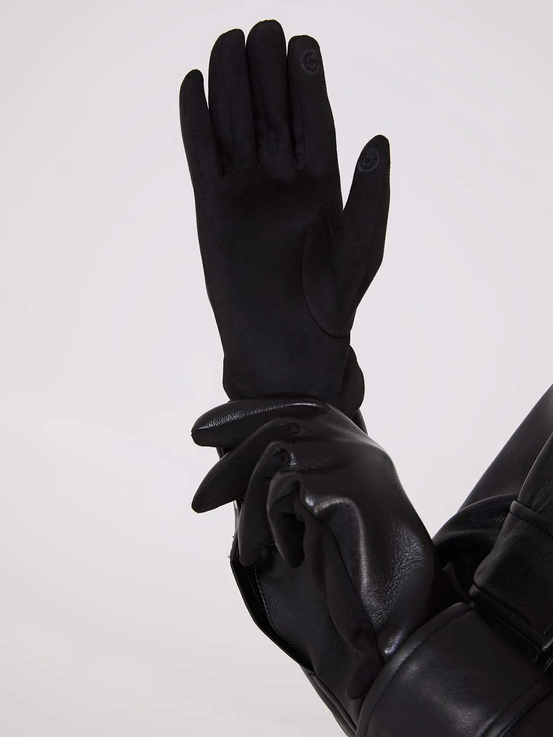 Velvet-Lined Faux Leather Gloves