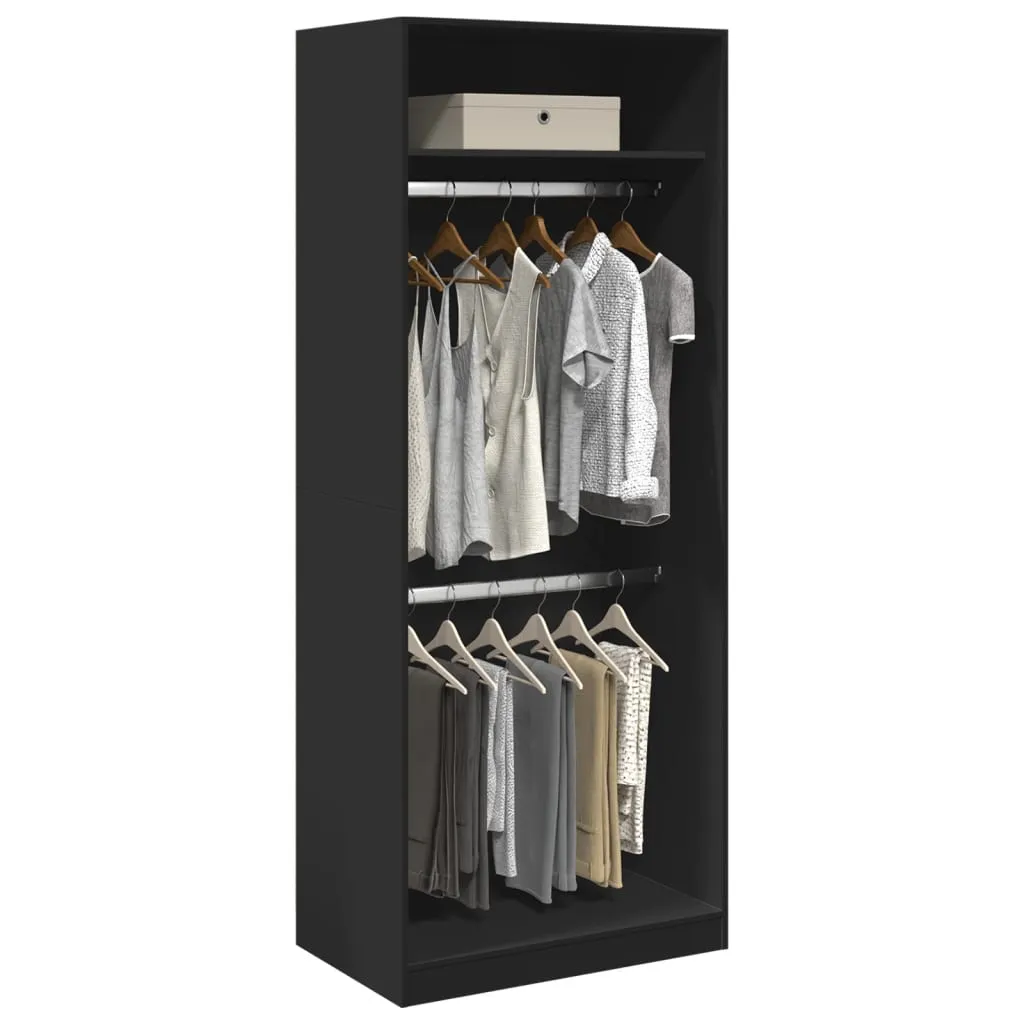 vidaXL Wardrobe Black 80x50x200 cm Engineered Wood