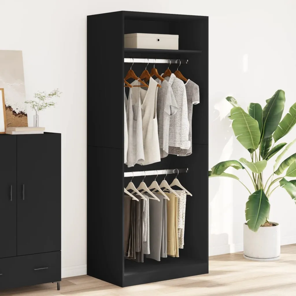 vidaXL Wardrobe Black 80x50x200 cm Engineered Wood