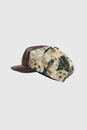 Vintage Patchwork Puppy Print Newsboy Cap