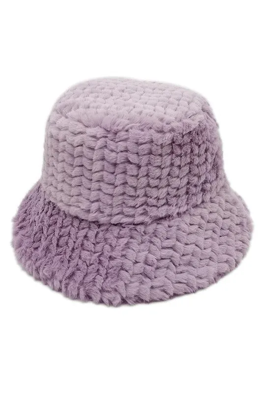 Winter Solid Color Trendy Fuzzy Fur Bucket Hat