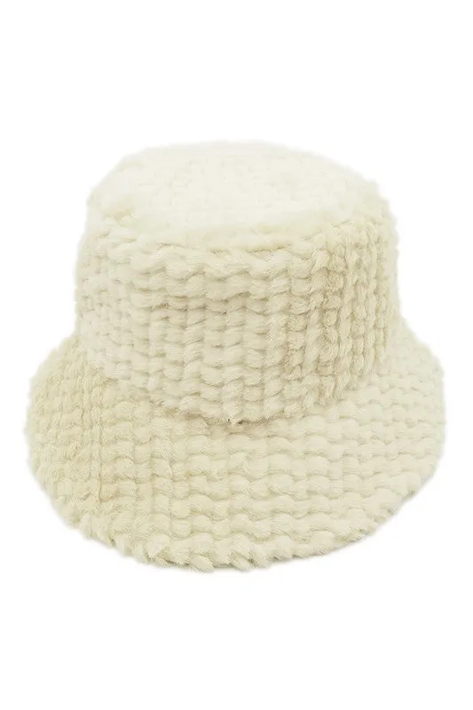 Winter Solid Color Trendy Fuzzy Fur Bucket Hat